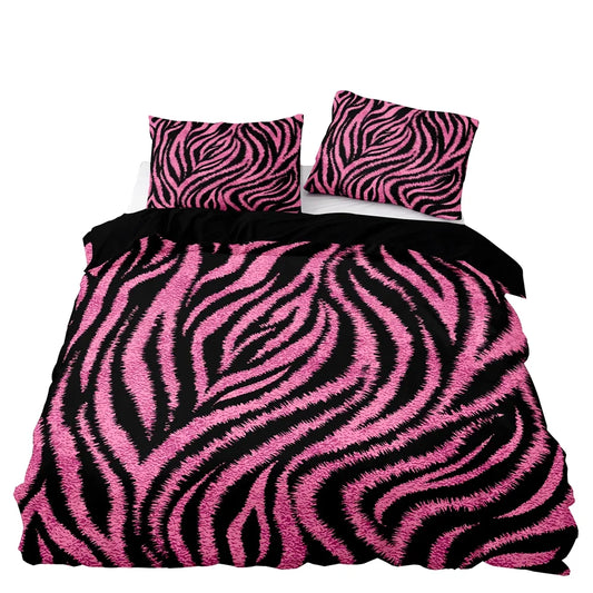 Hemasa American Style Bedding Set Queen Pink Leopard Pattern Duvet Cover with Pillowcase Single Double King Soft Comforter Bed Cover