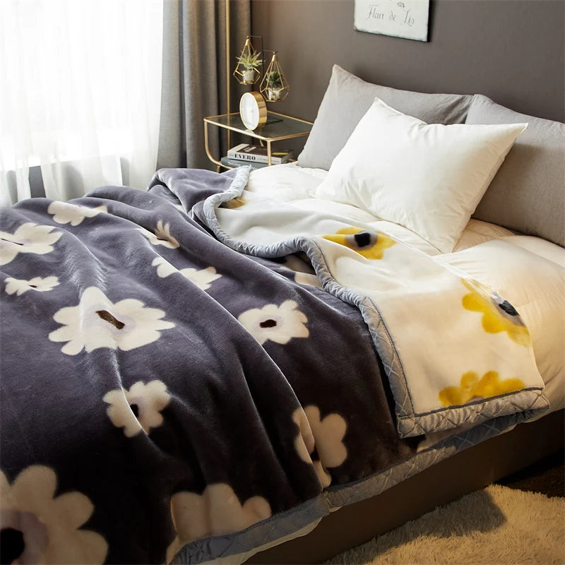 Hemasa New Flower Pettern  Pluffy warm blanket   150/180/200cm