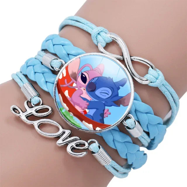 New Disney Lilo & Stitch Cartoon Bracelet Anime Figure Stitch Soft Leather Wristband Accessories Girls Kids Cute Jewelry Gifts