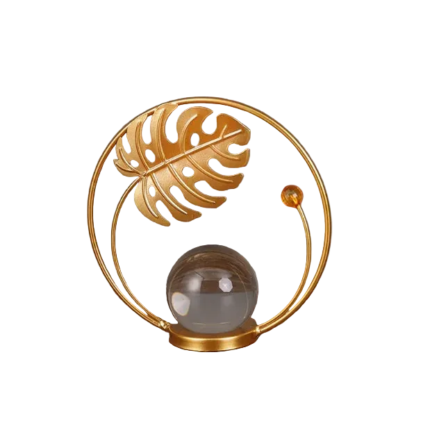 Hemasa Geometric Metal Figurines/ Crystal Ball Model Decorative Crafts/Living Room Desktop Ornaments/ Home Decorati