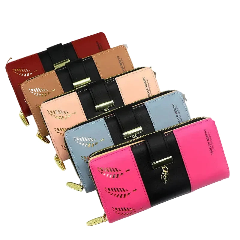 Tejesa Long Leaf Wallet Ladies Handheld Phone Bag Hollow out Design New Style Korean Version Bifold Money Clip