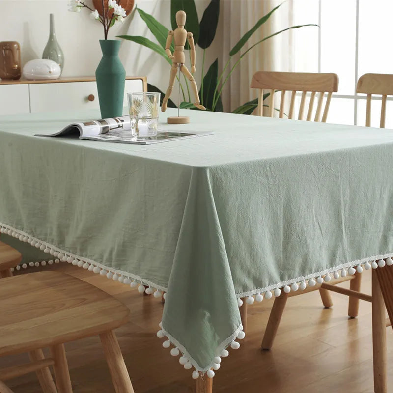 Cotton Fabric Tablecloth Tassels Stitching Washable Table Cloth for Wedding Party Dining Banquet Decoration Luxuriou Table Cover