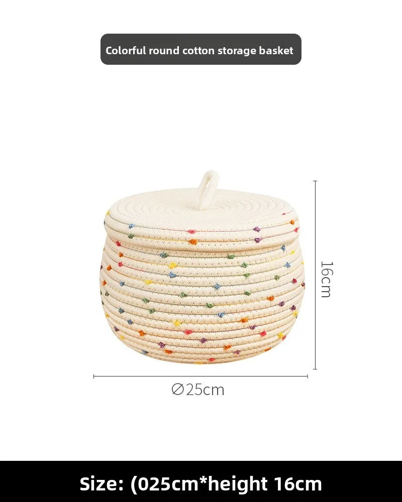 Tejesa Dopne Cotton Tead Woven Storage Basket Cute Living Room Sna Miscellaneous Goods Storage Box Bedroom Cosmetic Organizer...