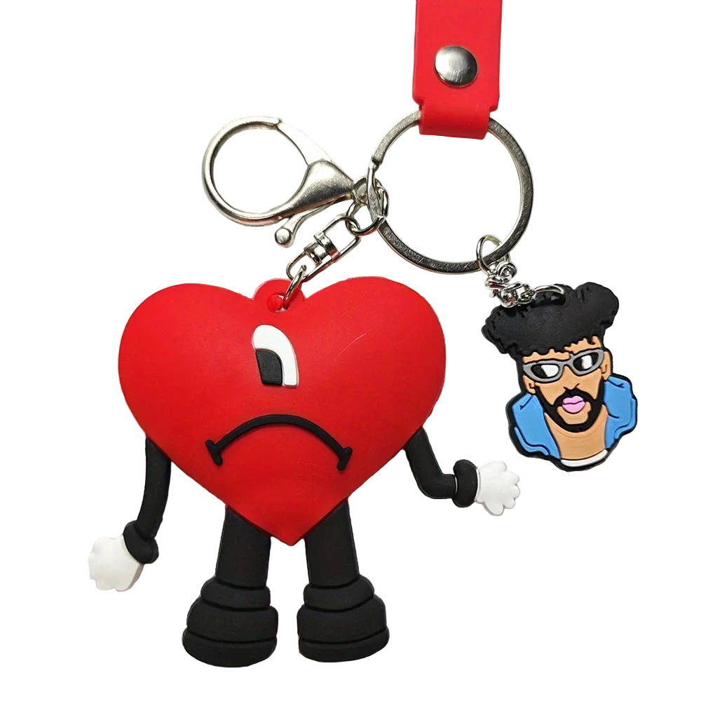 Tejesa Bad Bunny Red Heart Bad Bunny Key chain /Cartoon Silicone Love Doll Delicate Bag Gift Pendant