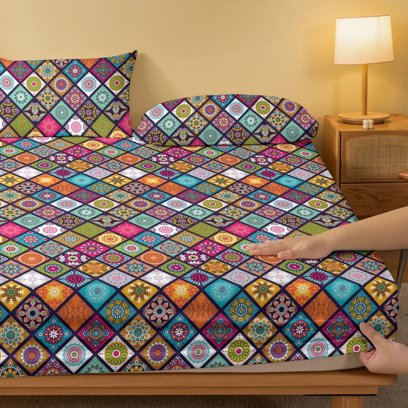 Tejesa Bohemian patterned frosted bedsheet, bedroom printed bedspread, bedding (excluding pillowcases)