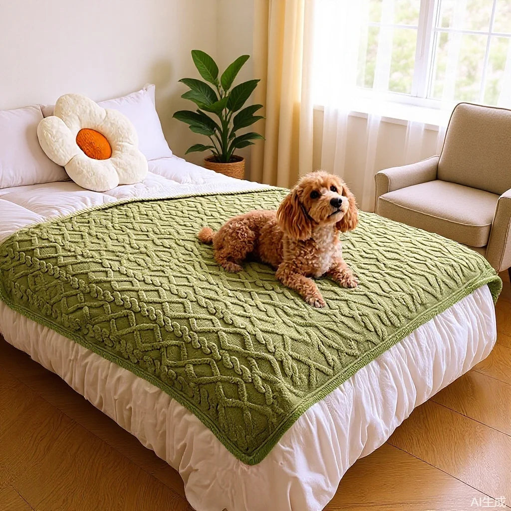 Waterproof & Scratch-Resistant Pet Blanket - Heavy Fleece Non-Slip Couch Cover for Cats and Dogs, Reversible Protector for Bed