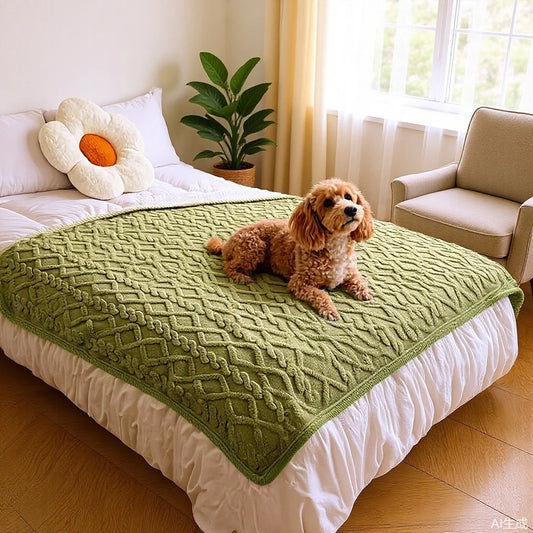 Waterproof & Scratch-Resistant Pet Blanket - Heavy Fleece Non-Slip Couch Cover for Cats and Dogs, Reversible Protector for Bed