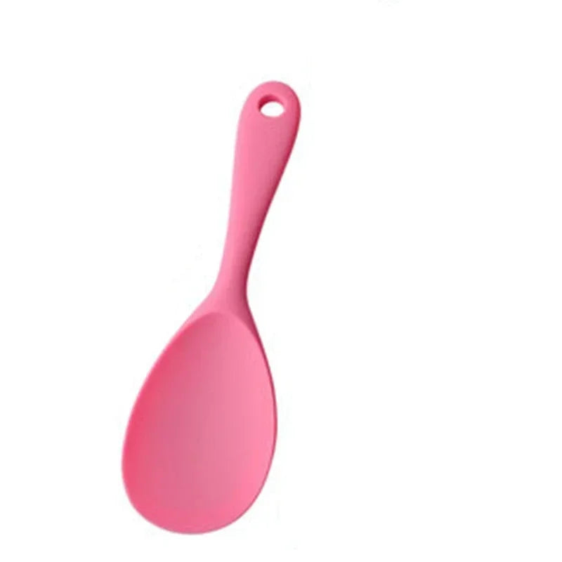Hemasa Set of 3 Hanging Silicone Rice Spoon Kitchen Ladle /Non-stick Saucepan Electric Rice Cooker Cooking Scoop with holes