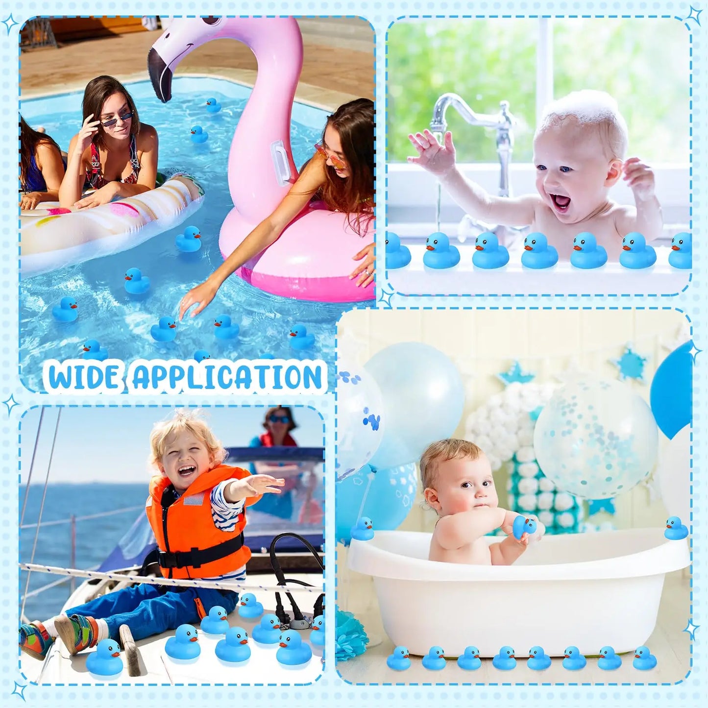 Tejesa 6/12/24/48PC  Blue Rubber Ducks/ Mini Duck Set Toys /Squeaky Rubber Ducks Cute Float  Duckies for Birthday Party