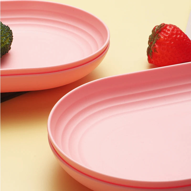Tejesa 2/4/6pcs The plastic oval plate (reusable) is suitable for the family kitchen of the hotel restaurant to put snacks and desserts