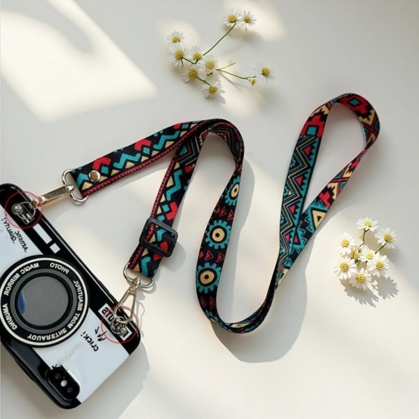 Tejesa  Mobile Phone Lanyard For Women – Stylish Messenger Strap Wth Geometric Patterns, Comfortable Neck Loop