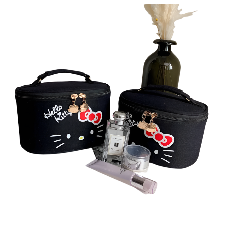 Hemasa 2PCs  Cosmetic Bag Makeup Case Wash Bags Women Bags Make Up Pouch Hello Kitty bag