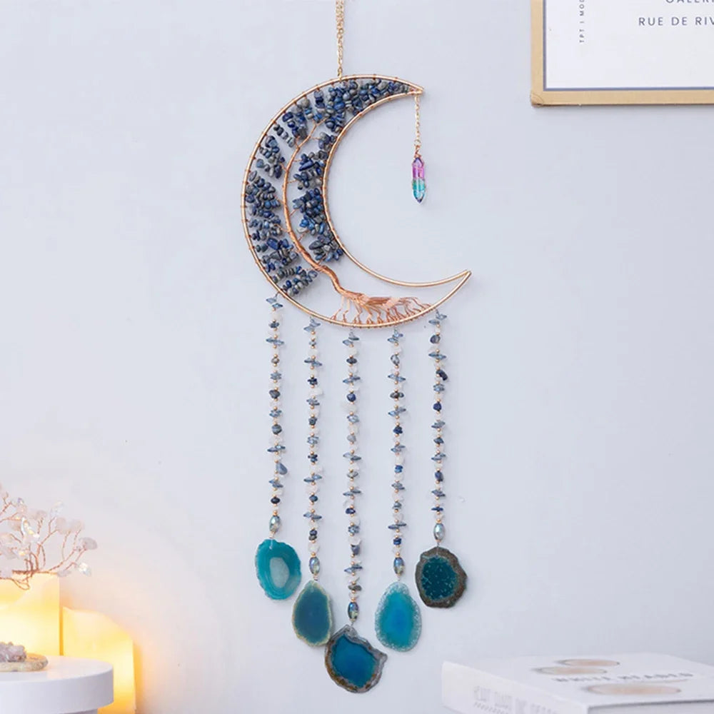 7 Chakra Gemstones Tree Of Life Dream Catchers  Natural Agate Bedroom Wall Hanging Crystal Dream Catcher Home Craft Decorations