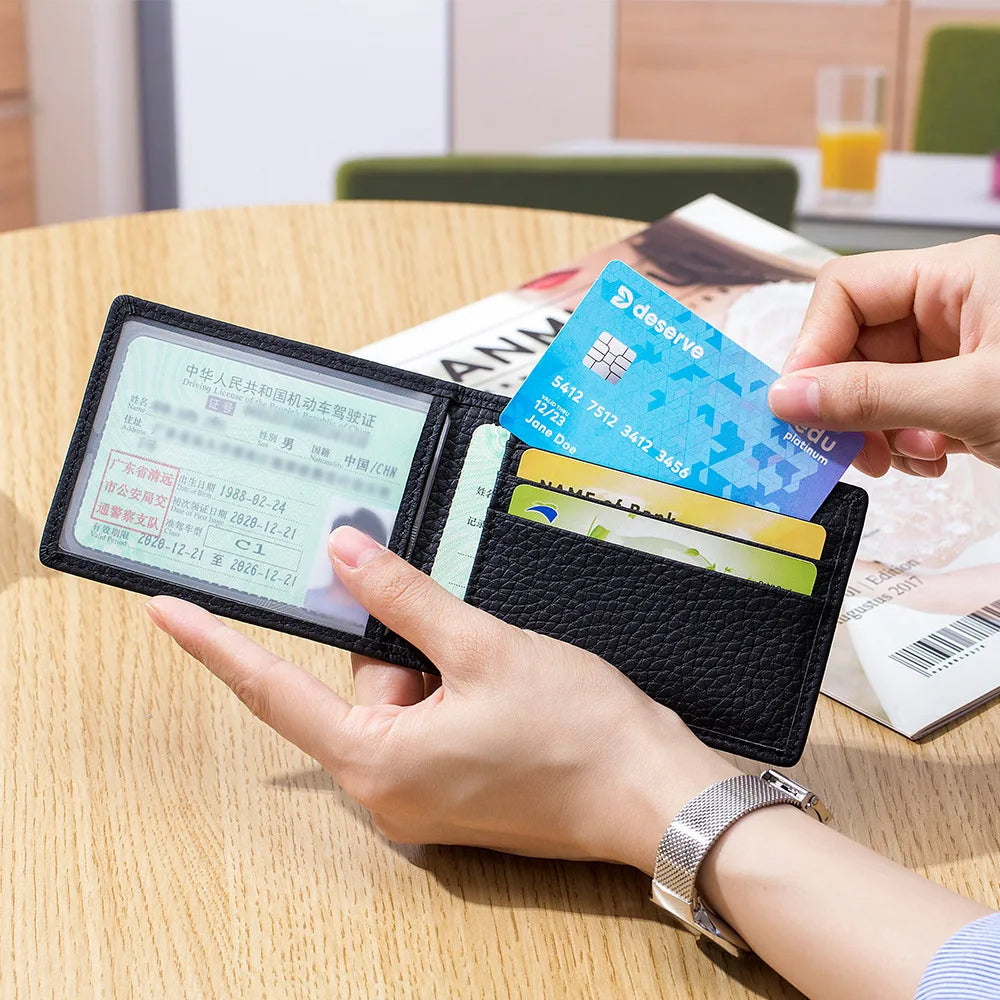 Tejesa Driver License Holder Card Wallet Cow Leather RFID Cover for Driver's Documents Business Credit Card Holder Thin Purse for Male