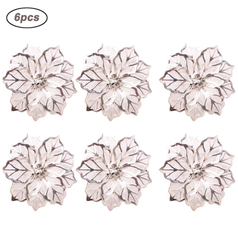 Hemasa 6 Pieces  Leaf Napkin Rings /Buckle Napkin Holder for Christmas