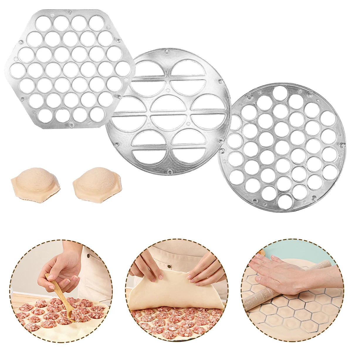 Tejesa 3/1pc Dumpling Moulds Aluminum Alloy Fast Pelmeni Maker Ravioli Mould for Kitchen Cooking Dumplings Pies Wontons Fruit Pies Tool