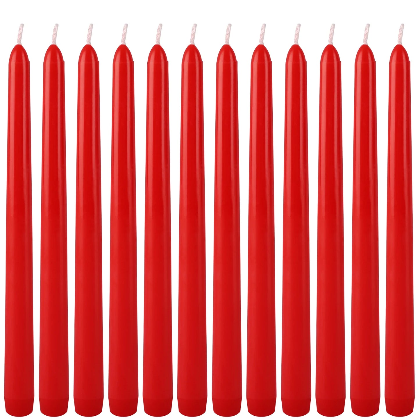 Hemasa  12 Pieces of 10inch Red Wax, Drip-Free, Smoke-Free, Fragrance-Free, Home Dinner Candles, Hand-Pulled, High-Quality, Suitable for Church, Family, Wedding, Party, Seasonal Celebrations, Emergency Situations and Home Decorations