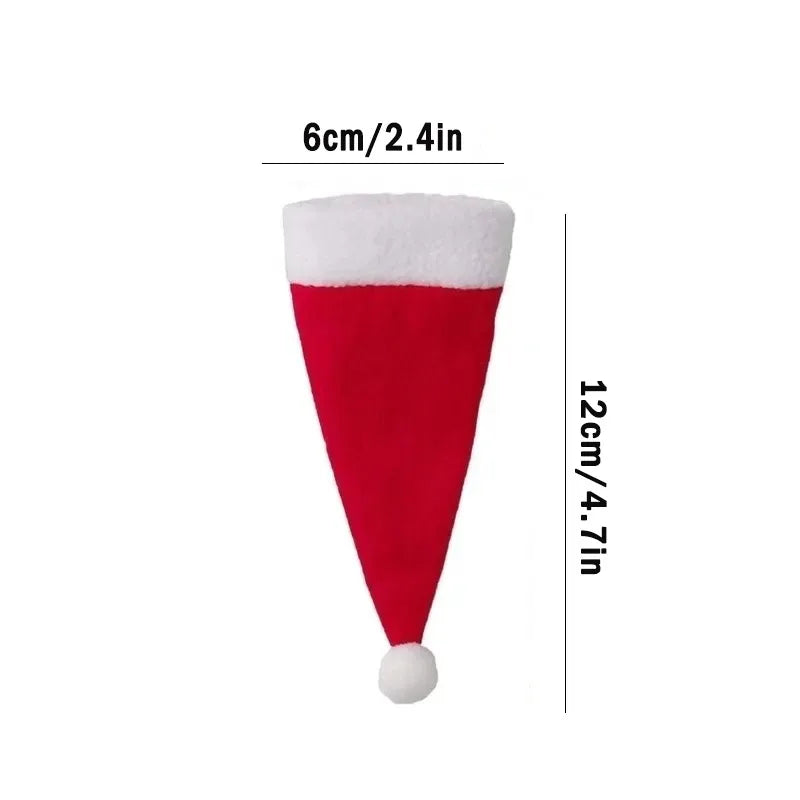 Hemasa Merry Christmas Tableware Bag Holder Christmas Hat Fork Knife Cutlery Bag Christmas Decorations for Home