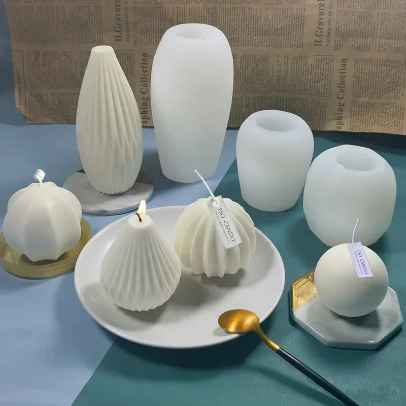 Geometric shape candle silicone mold stripe cylinder candle silicone mould home decoration knot candle soap Acrylic PC mold