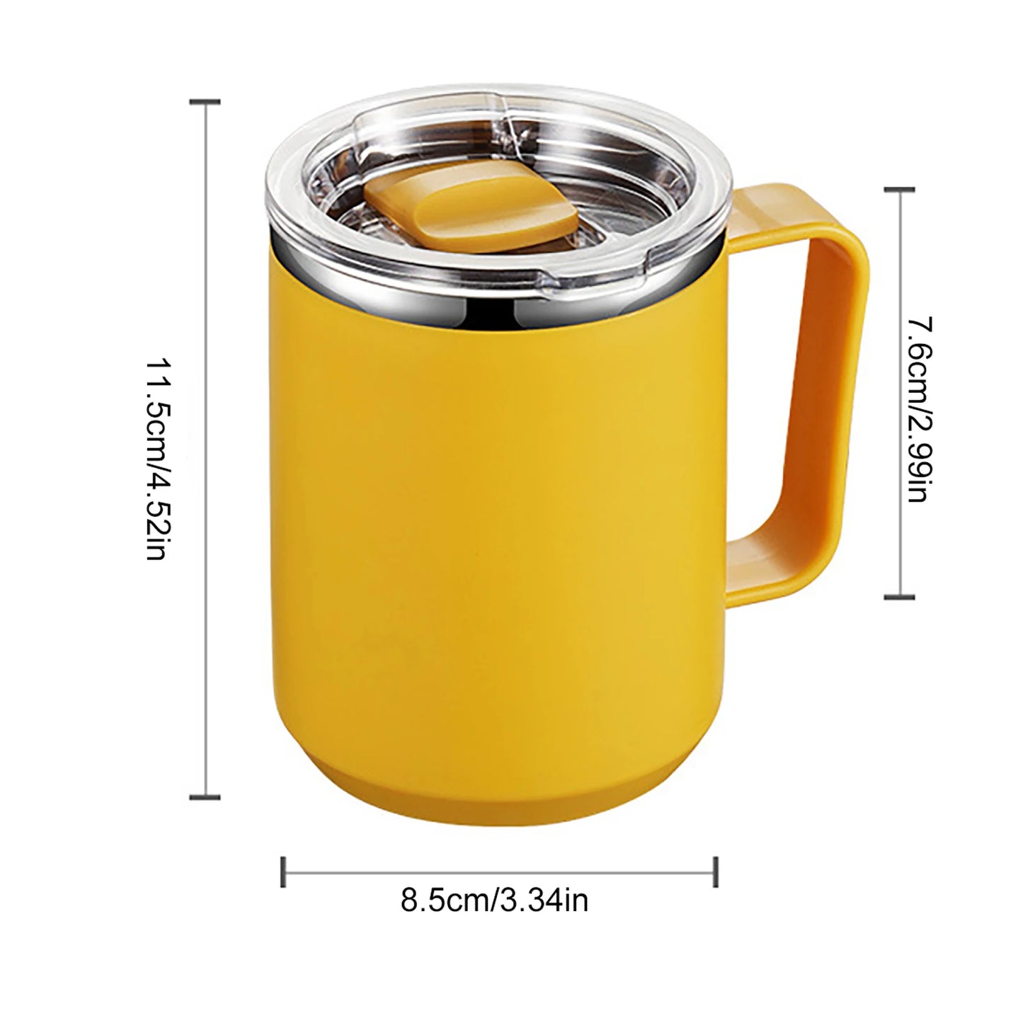 Hemasa 450ML Stainless Steel Coffee Cup Mug Handle Straw Lid Double-layer Drinkware Insulated Coffee Mug Tumbler Cold Hot Water Bottle