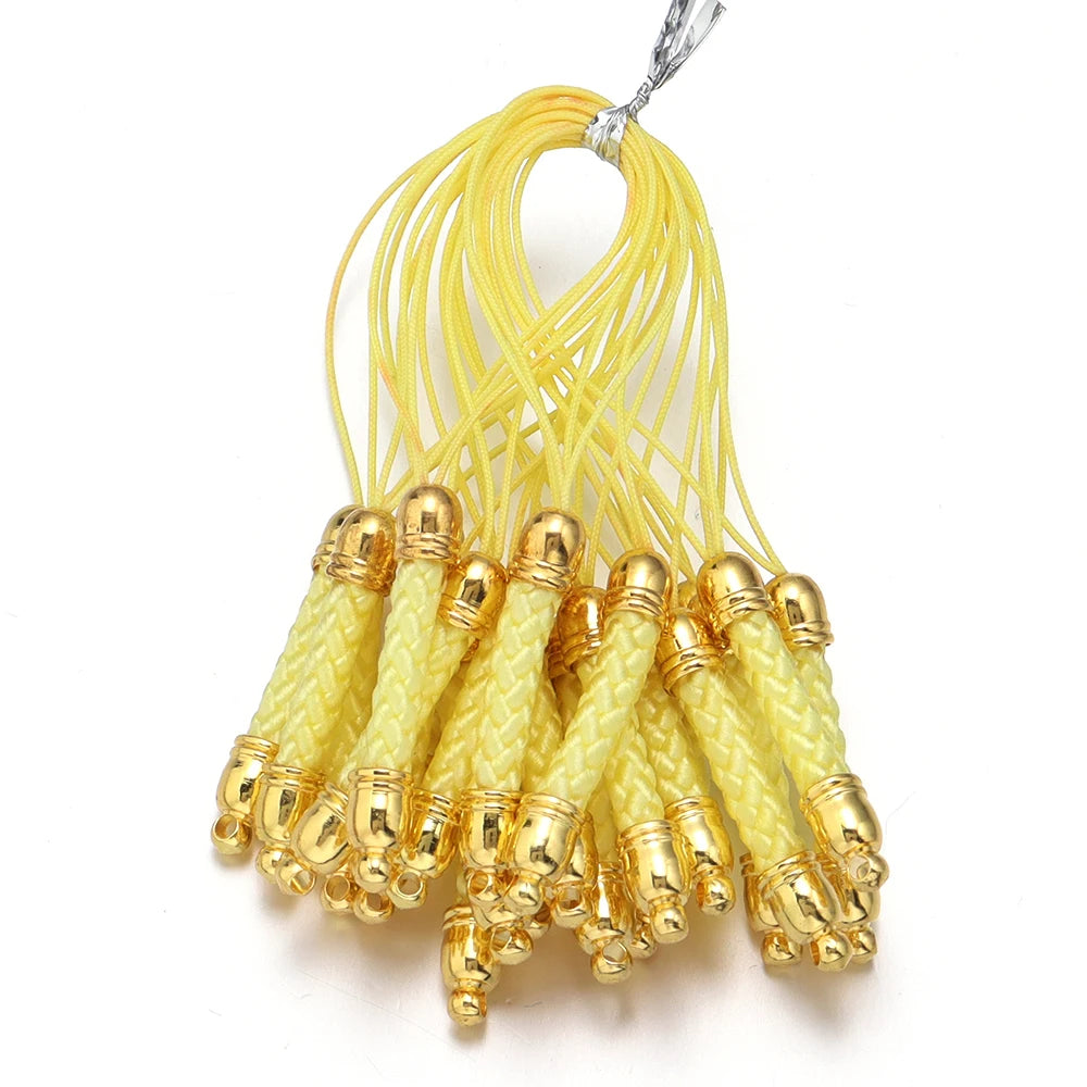 Tejesac 10pcs/Lot 13 Colors Lanyard Lariat Straps with Gold Color Clasp/ Keychain Hooks Rope Bags Charms