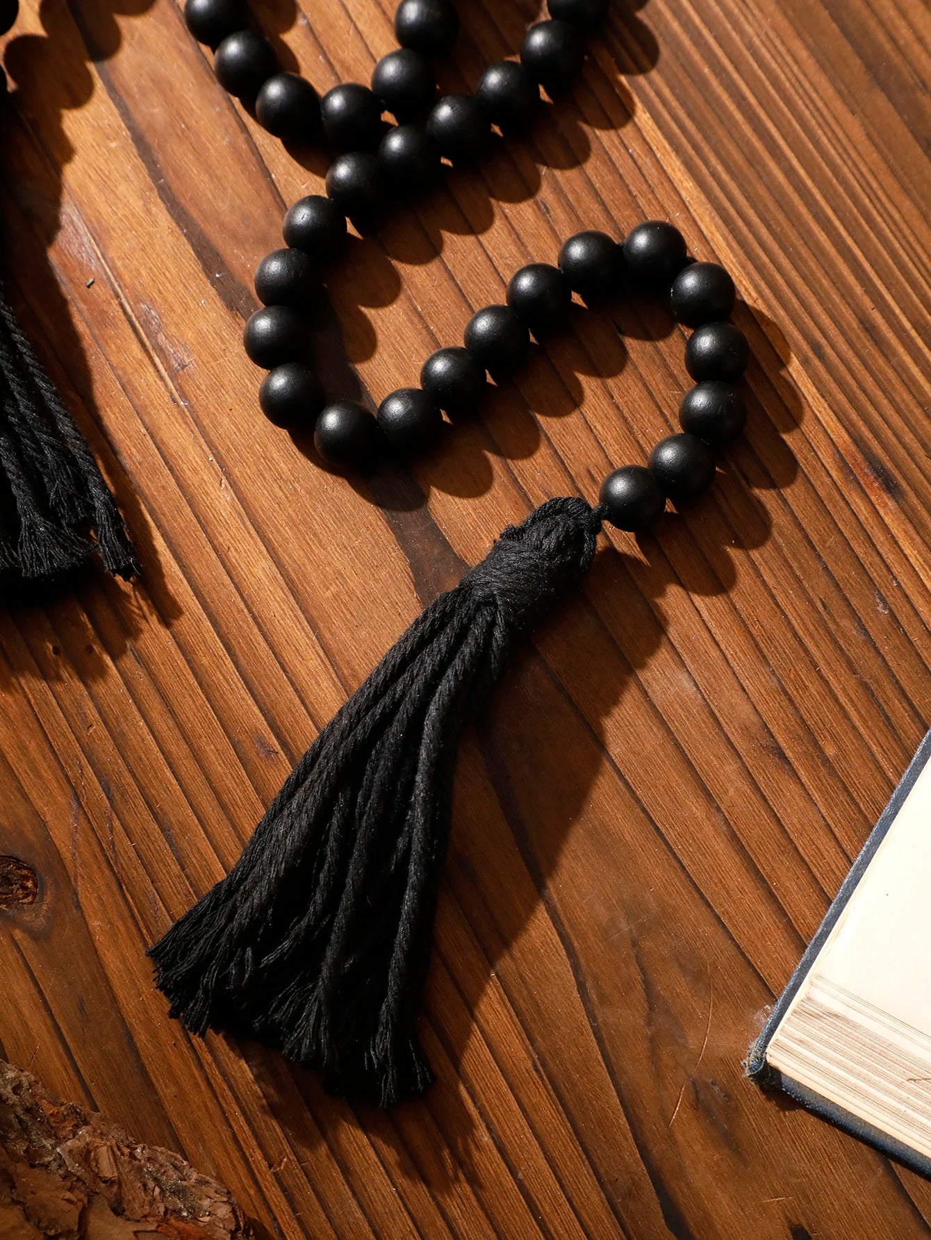 Black Wooden Beads Macrame Rope Wall Hanging Decoration Rustic Room Decor Boho Home Decoration Room Decors Aesthetic Gift