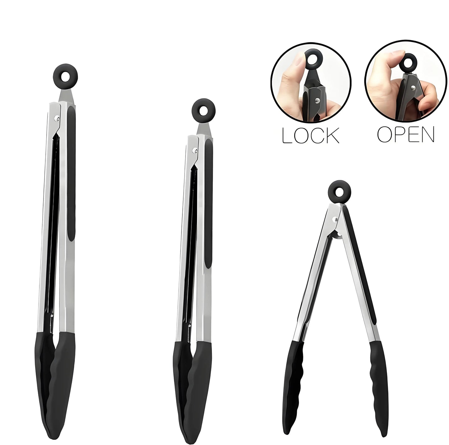 1/3Pcs Silicone Stainless Tong Steel Anti Scalding BBQ Food Tongs Non-Stick Resistant Barbecue Tongs Salad Tong 7/9/12inch
