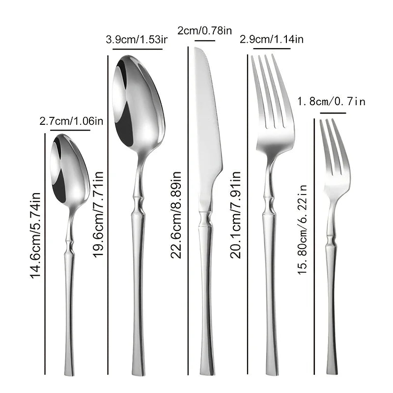 Tejesa 30 Piece Silverware Set for 6, Premium Stainless Steel Cutlery Set with Square Edge, Include Fork, Knife, Spoon, Mirror Finished