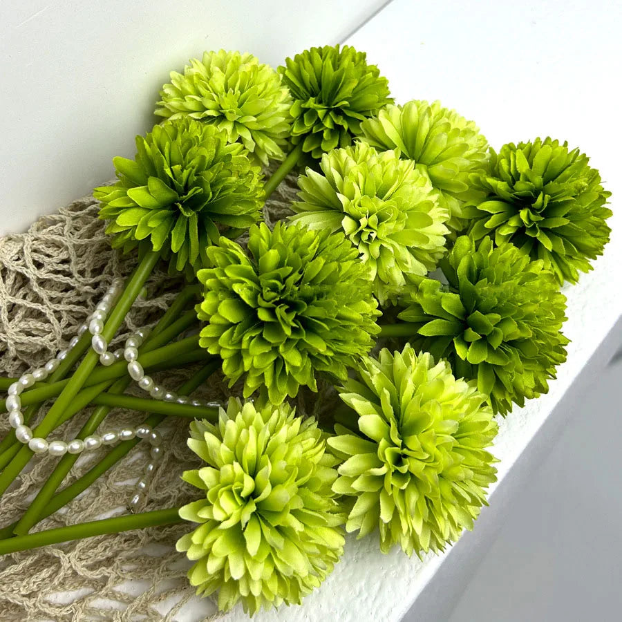 Tejesa 20pcs Artificial Chrysanthemum Ball Hydrangea with Stem Silk Mum Flower for Wedding Party Home Table Room Decoration