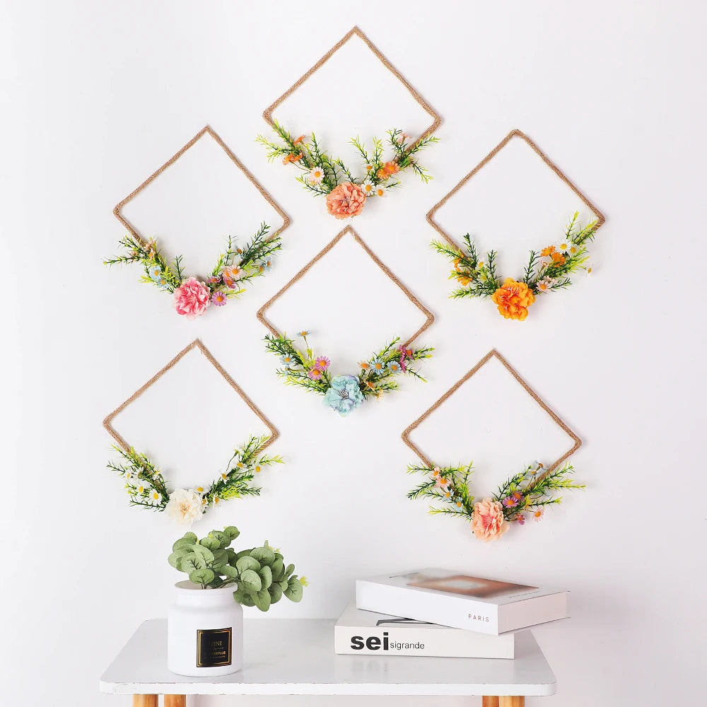 Hemasa Artificial Wreath Flower Garlands Spring Wreath Weeding Decorations Easter Wreath for Front Door Farmhouse /Wall Decor /Home Decor