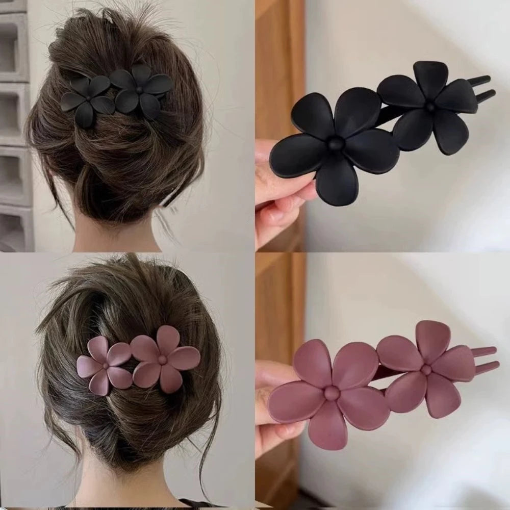 Hemasa 2Pcs Frosted Flower Hair Clip Claws Matte Hair Claw Clips For Women Girls Thin Thick Curly Hair Girls Kids Hair Accessories Barrettes