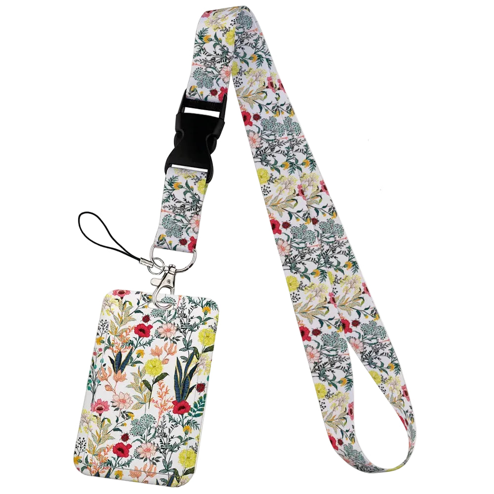 Tejesa  Flower design Lanyard Business Credit Card Holder/ Neck Strap Keychain Hang Rope ID Badge Holder