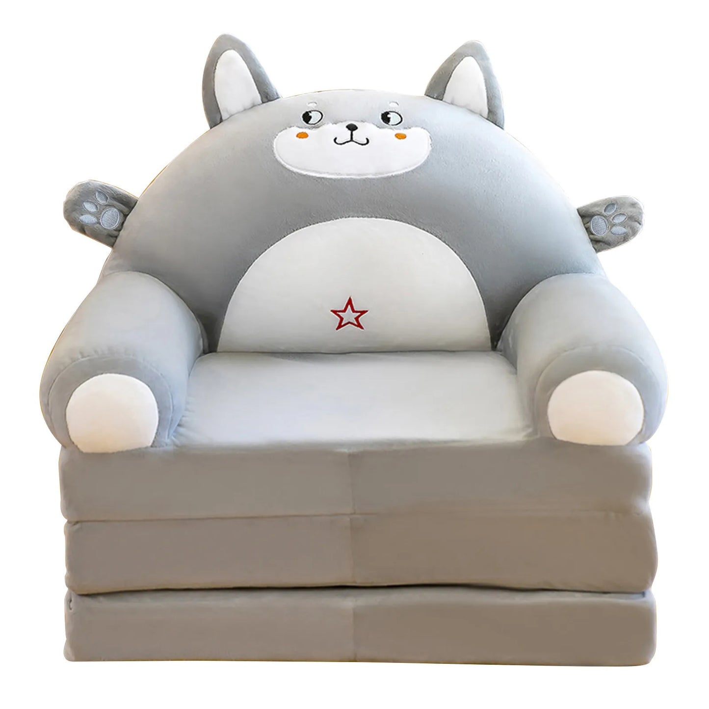 Foldable Kid Sofa Backrest Armchair Cover Plush Cute Cartoon Children Lazy Sofa Flip Open Sofa Cover For Living Room Bedroom