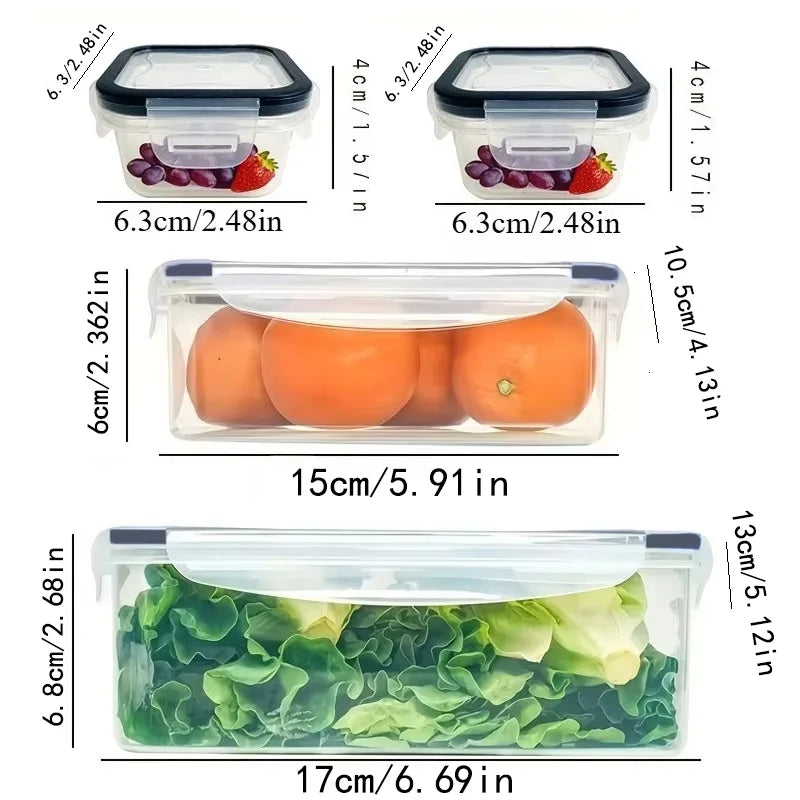 4-Piece Food Storage Containers Set with Lids, Airtight for Fruits Vegetables Pasta Kitchen Organization