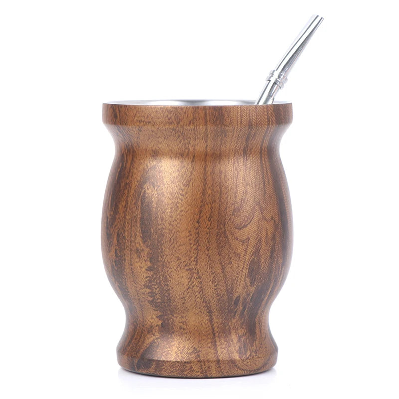 New 1pc Yerba Mate Cup 304 Stainless Steel 8oz Argentine Yerba Mate Gourd With Bombillas