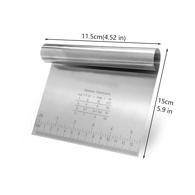 Gold Noodle Cutter Stainless Steel Pastry Dough Cutter Craper with Scale Measurements for Baking Vegetable Toast Sausage