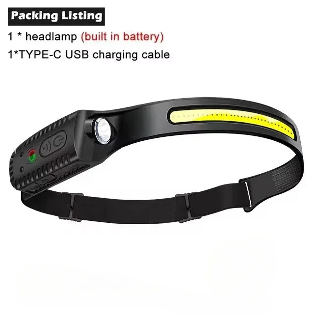 Hemasa 1-10PCS LED Indication Headlamp Rechargeable Head Flashlight 1200mah Built in Battery Outdoor Camping Fishing Headlight Lantern