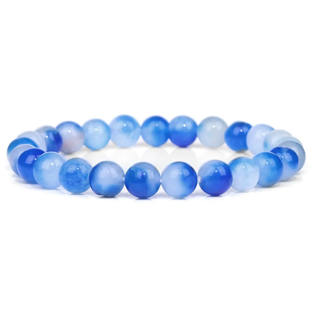 Tejesa Blue Flash Stone Bracelets For Men Crystal Glass Moonstone Couple Bracelets For Women Cat Eye Chalcedony Opal Handmade Bangles