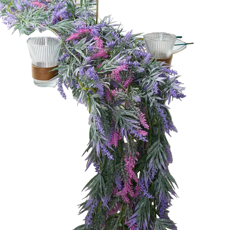 Tejesa 6.5FT Artificial Lavender Garland for Mantle Lavender Flower Vine Rustic Wedding Arch Stair Party Home Table Decoration