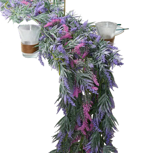 Tejesa 6.5FT Artificial Lavender Garland for Mantle Lavender Flower Vine Rustic Wedding Arch Stair Party Home Table Decoration