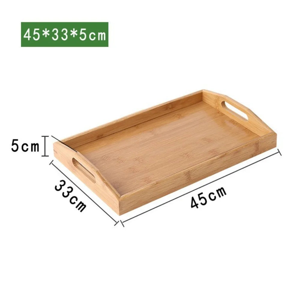 New Rectangular Bamboo Storage Tray Retro Solid Wood Storage Plate Household Tea Tray Water Cup Plate Home Kitchen Supplies