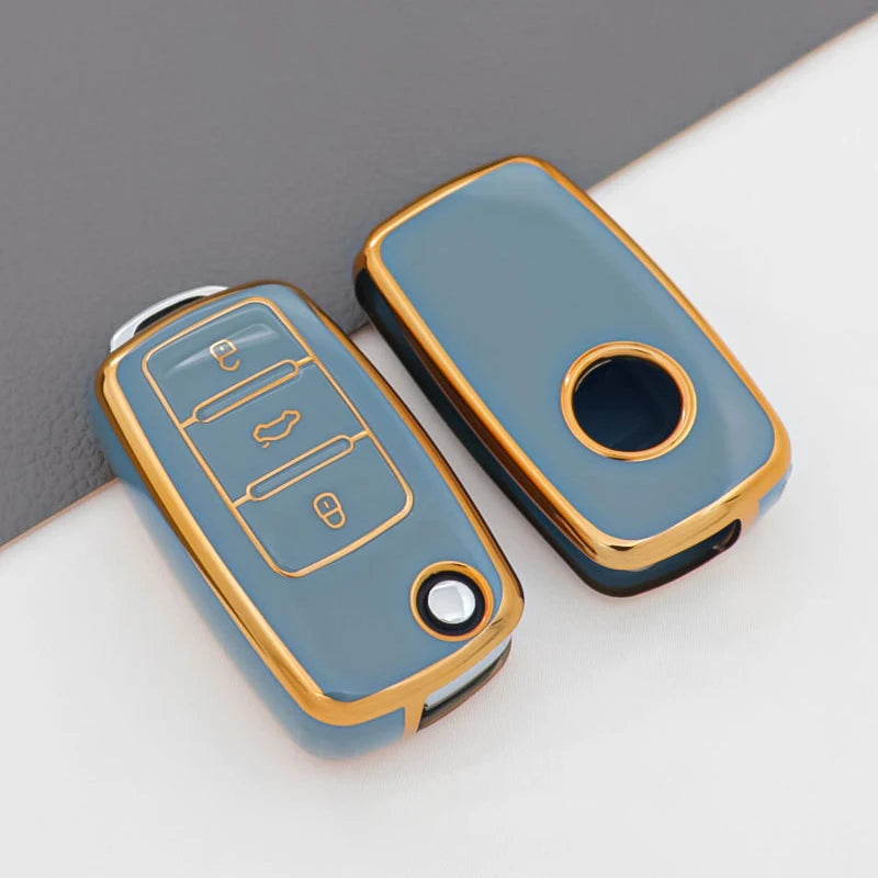 For VW Golf Polo Bora Beetle Tiguan for SKODA Fabia Superb for SEAT Leon Toledo Altea Ibiza TPU Remote Key Fob Case Cover