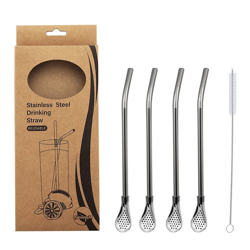 Hemasa stainless steel Drinking Straws for Smoothie Milkshakes Tea Juice Cocktail Straw with Brush