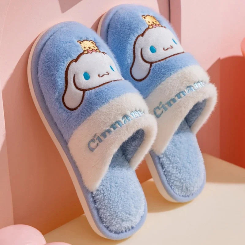 Hemasa Hello Kitty Plush Slippers   Warm Winter Indoor Slippers Flat Casual Non-slip Girl Christmas Gift