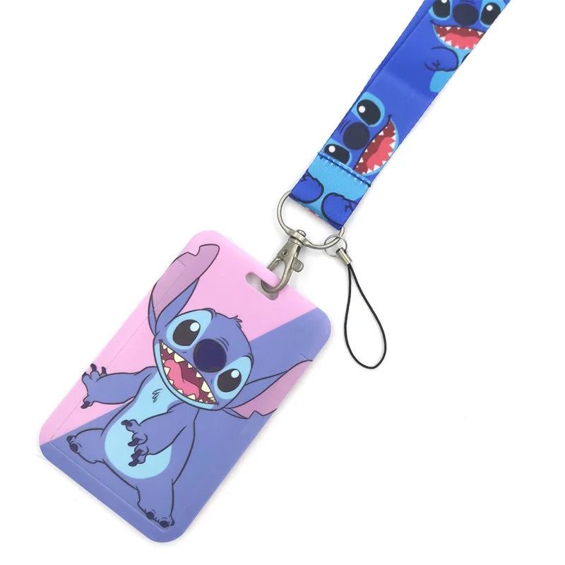 Disney Stitch Lanyard Badge Holder ID Card Lanyards Mobile Phone Rope Key Lanyard Neck Straps Keychain Key Ring