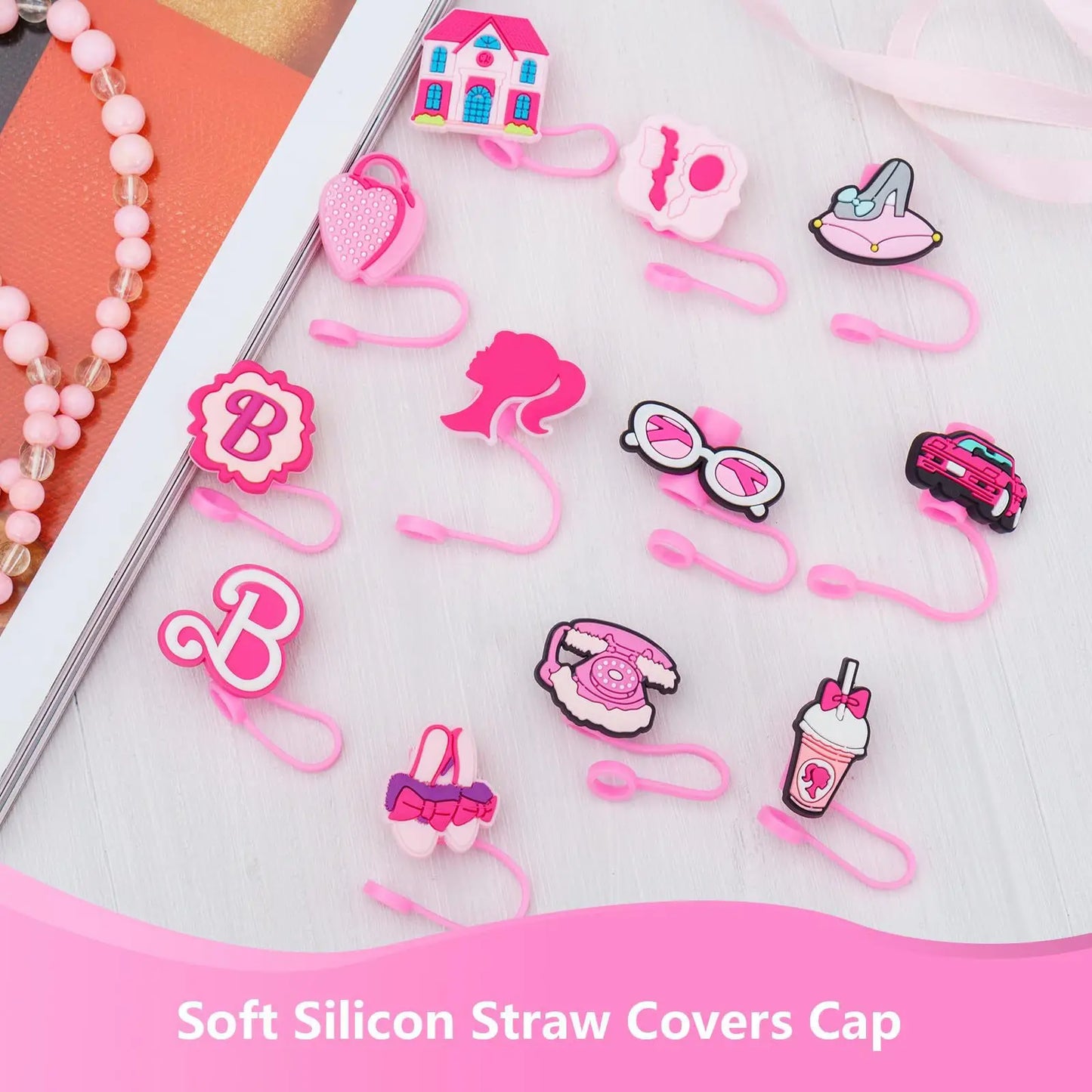 Accessories for Stanley Cup 7-8mm Pink Barbie Straw Sleeve Cup for Tumbling Cups Chrietmas Gift