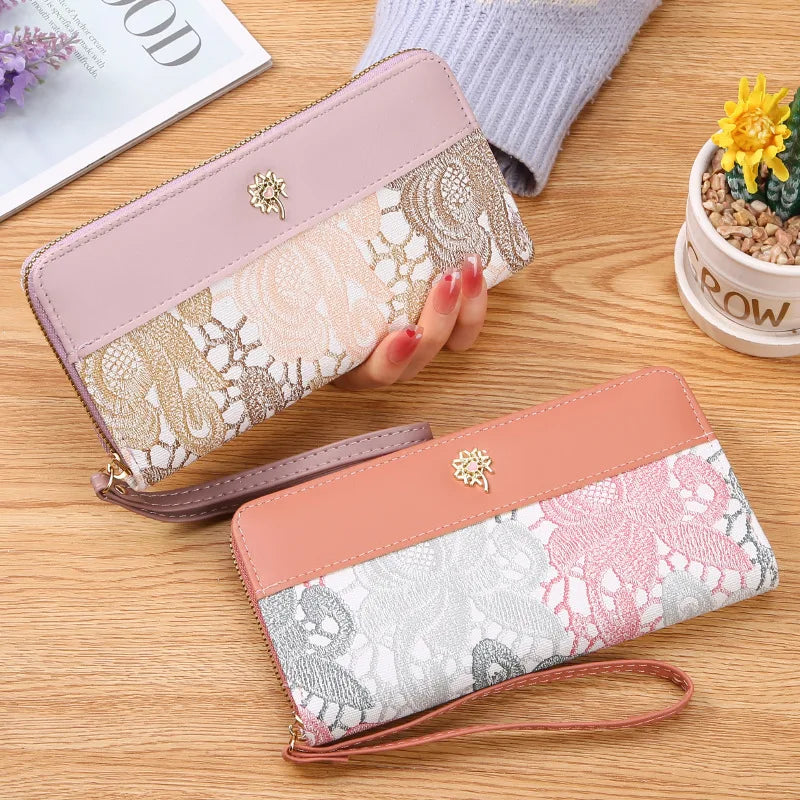 Hemasa New  Single Pull Women Wallet,Zipper  Handbag, Large Capacity Soft Leather  Mobile Phone Bag