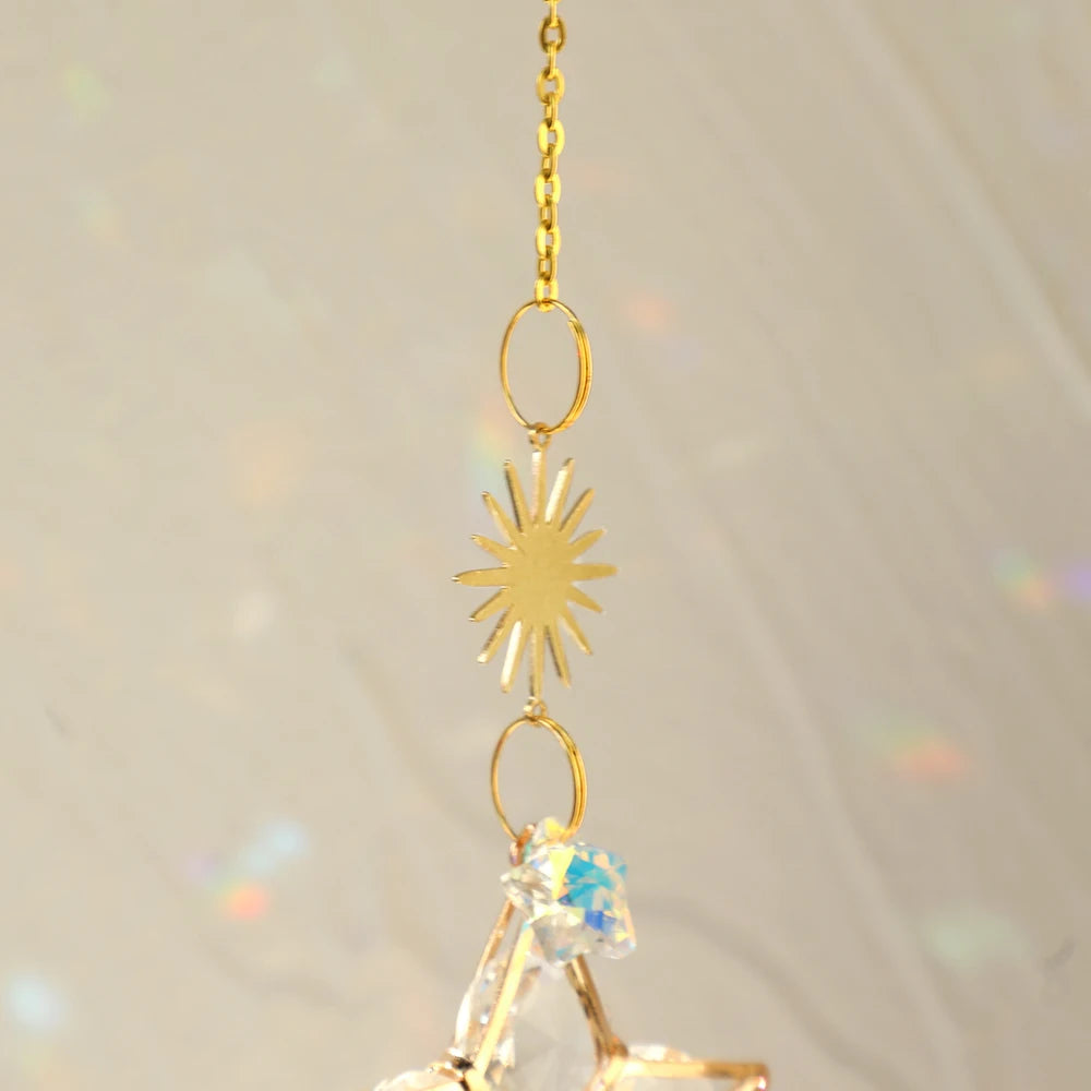 Hemasa Sun Prism Star Crystal Light Catcher Gardening Decoration Suncatcher Rainbow Outdoor Sun Catchers Window Yard Crystal Home Decor