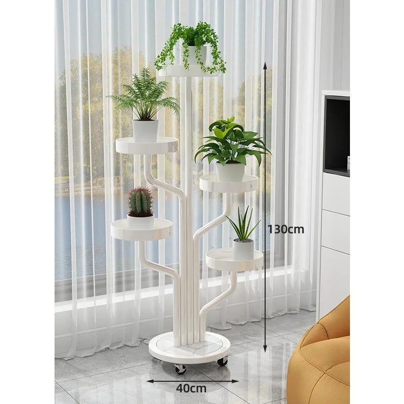 Wrought iron flower stand Plant stand Indoor living room Balcony Flower pot Green Luo stand Movable multi-layer metal flower