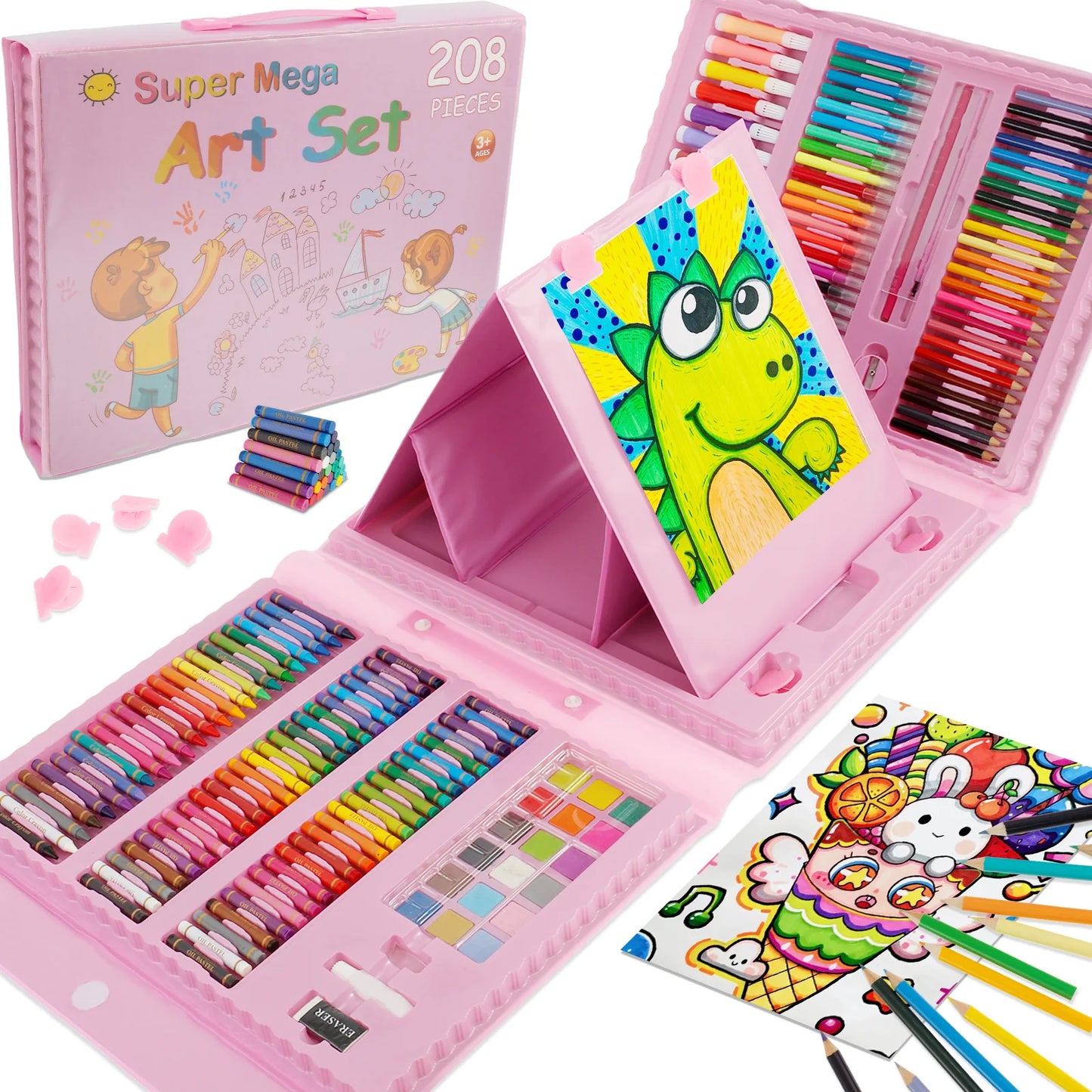 208Pcs Art Supplies Colorful Drawing Art Kit Non Toxic Painting Drawing Art Kit Safe Art Kit Cute Painting Kit for Kids Boys